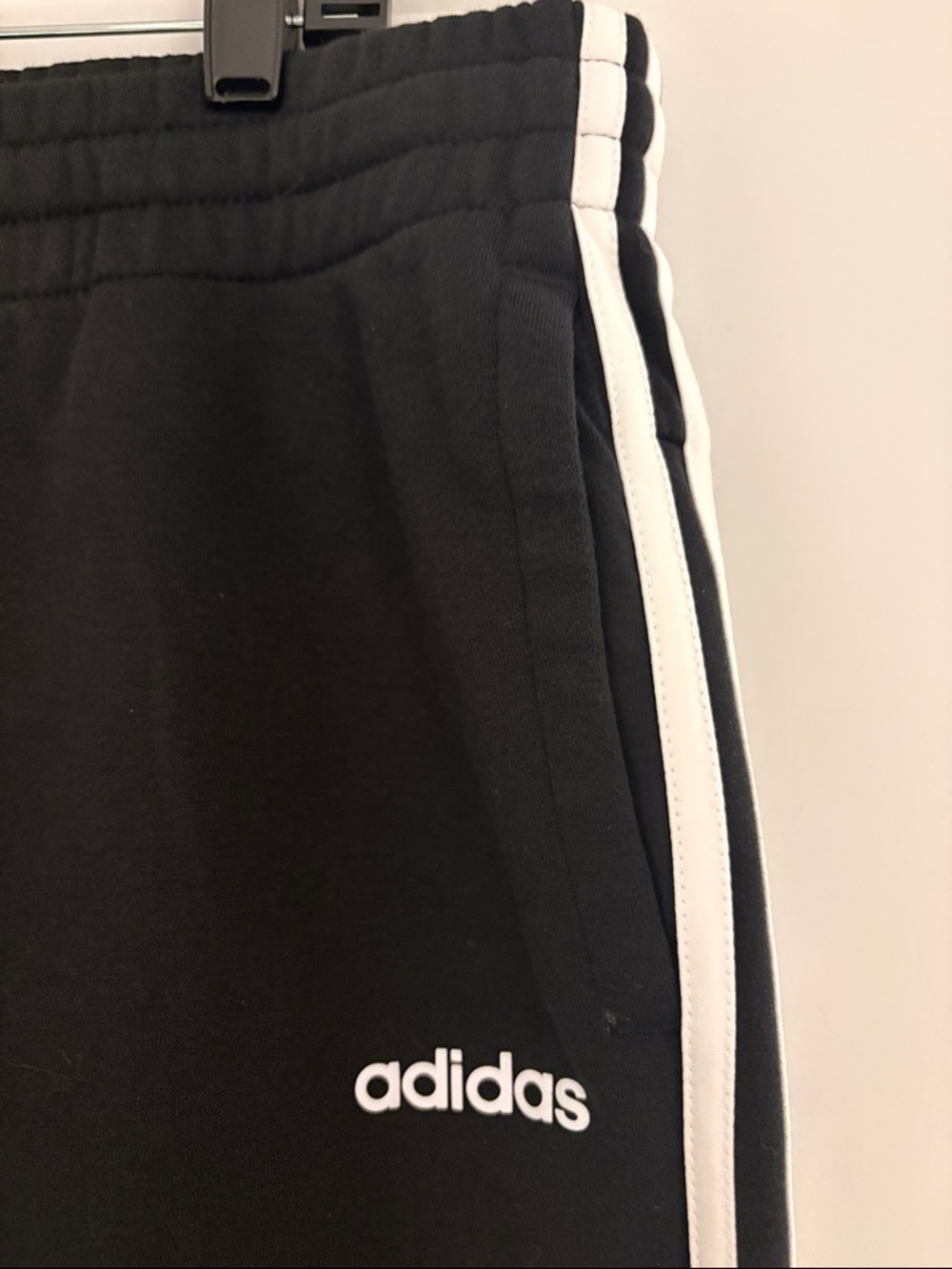 adidas Black Sweatpants with White Side Stripes - Picture 2 of 4